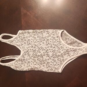 Oura White and Gray Patterned Womens  Bodysuit Size S/M